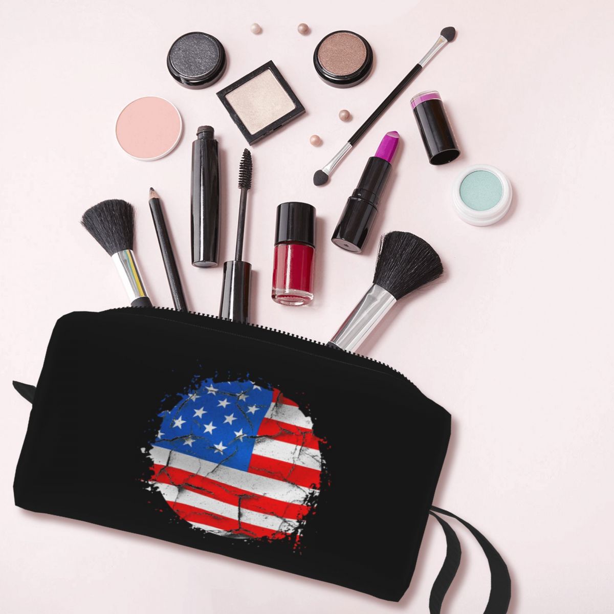 Beauty Makeup Usa - Make-up-Tasche mit amerikanischer Flagge, Kosmetik-Organizer, Toilettenartikel-Kosmetiktasche