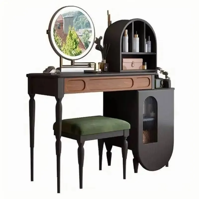 Beauty Makeup Vanity Set - + Organizer Schwarz Schminktisch Schublade Hocker