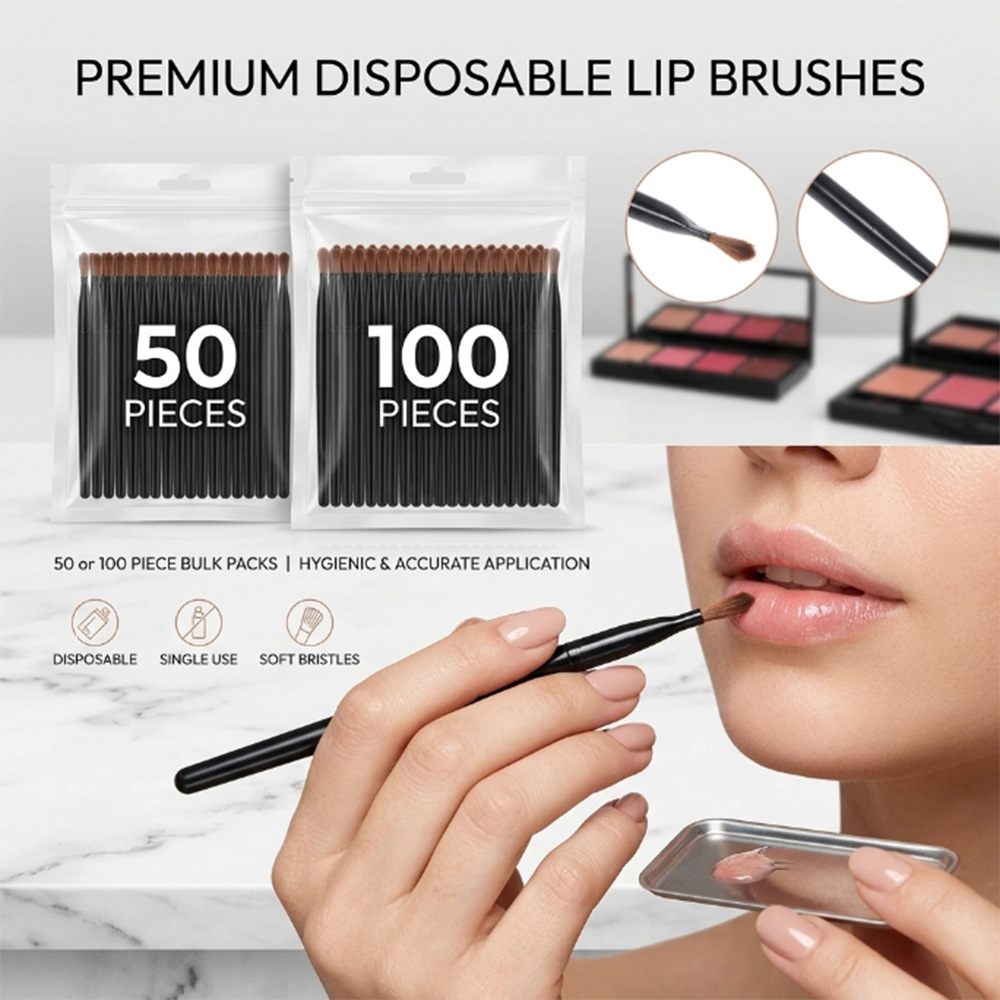 Beauty Makeup Kit - 50/100 Stück Einweg-Lippenpinsel-Set Lippenstift-Gloss-Applikatoren Make-up-Pinsel Professionelles