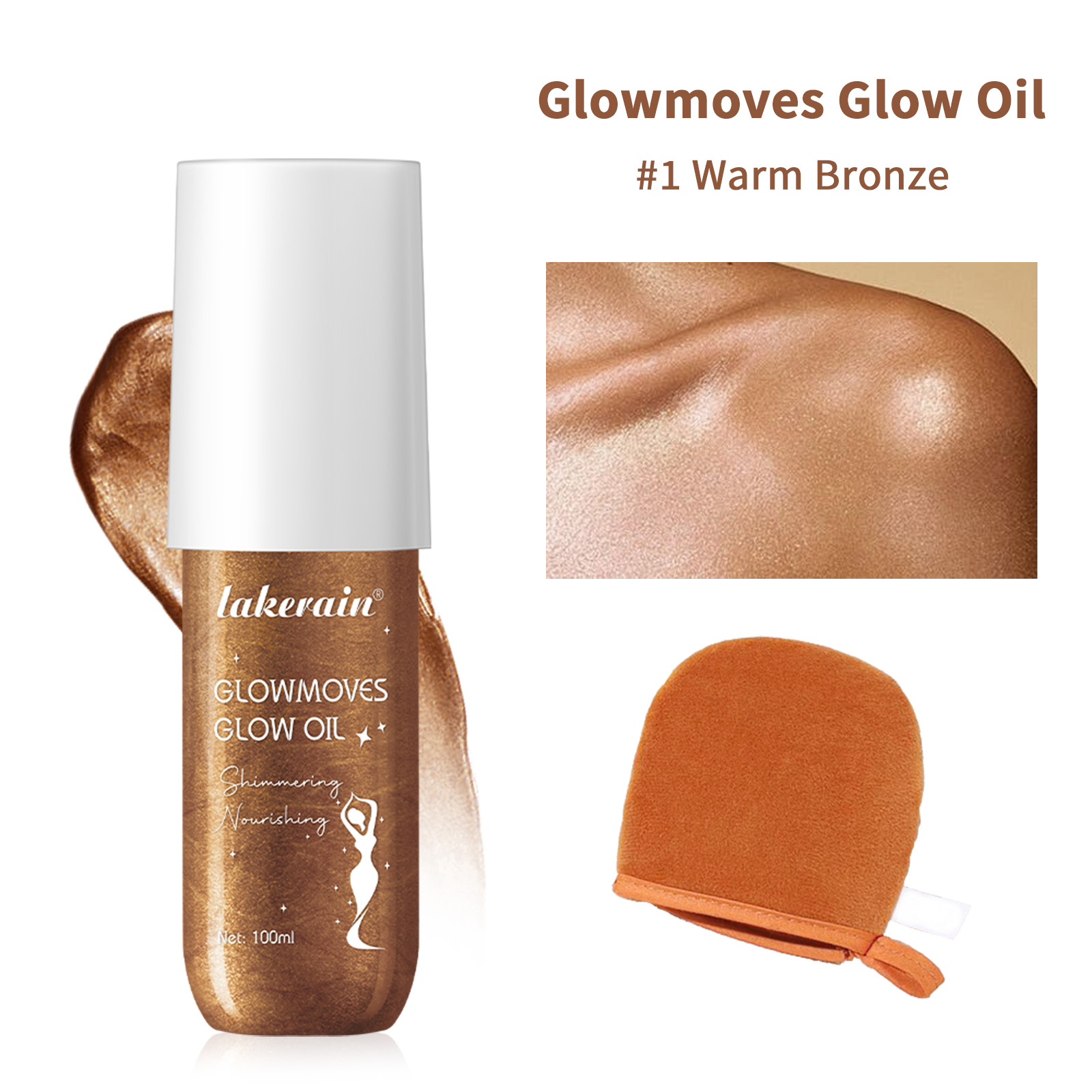 Body Shimmer Lotion - 100ml Glanz-Schimmer-Körperlotion & Gratis Bräunungs-Applikator-Handschuh Feuchtigkeitsspendendes