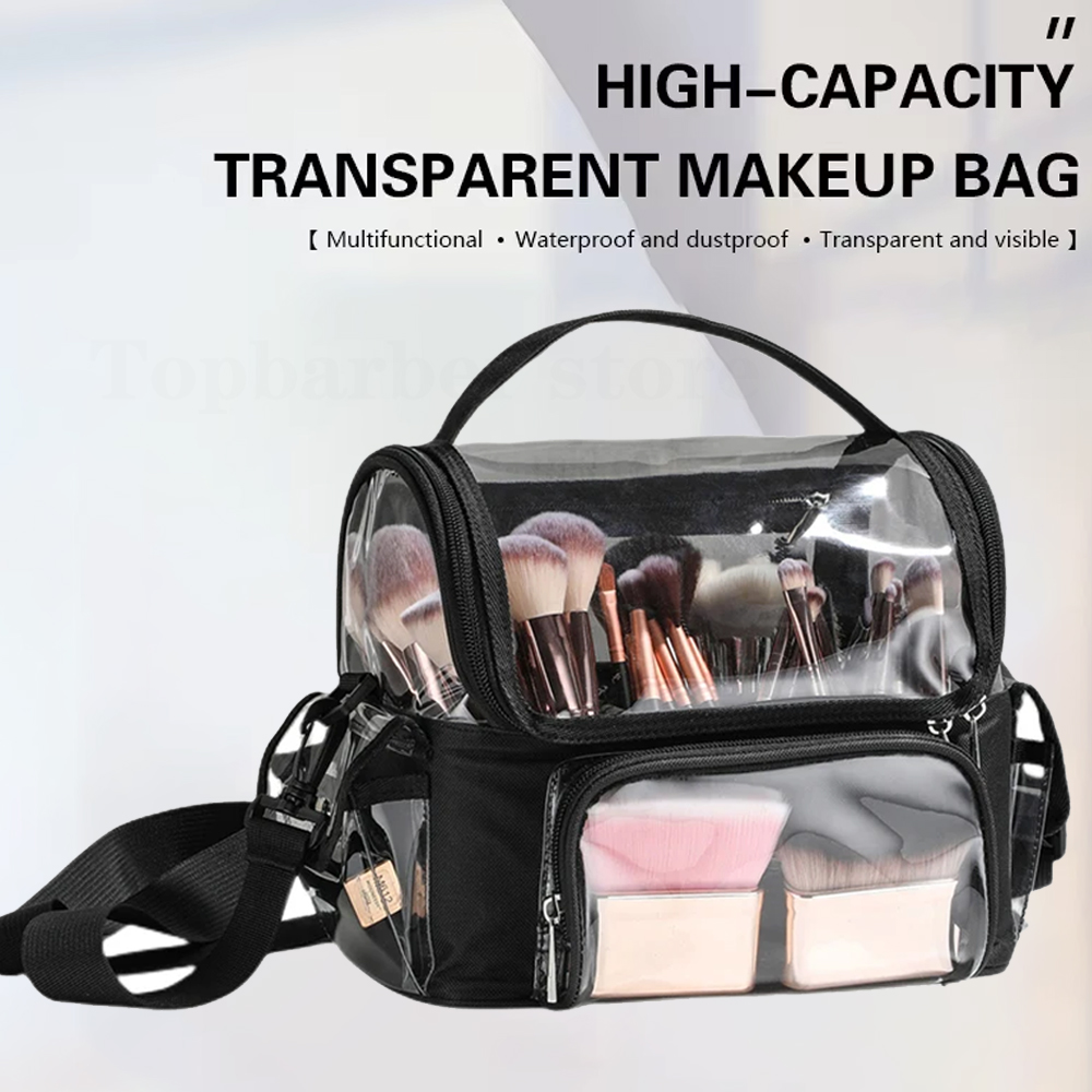 Beauty Makeup Bag - Make-up-Pinselhalter, Rucksack, Make-up-Künstler, Reiseetui, transparent, wasserdicht,