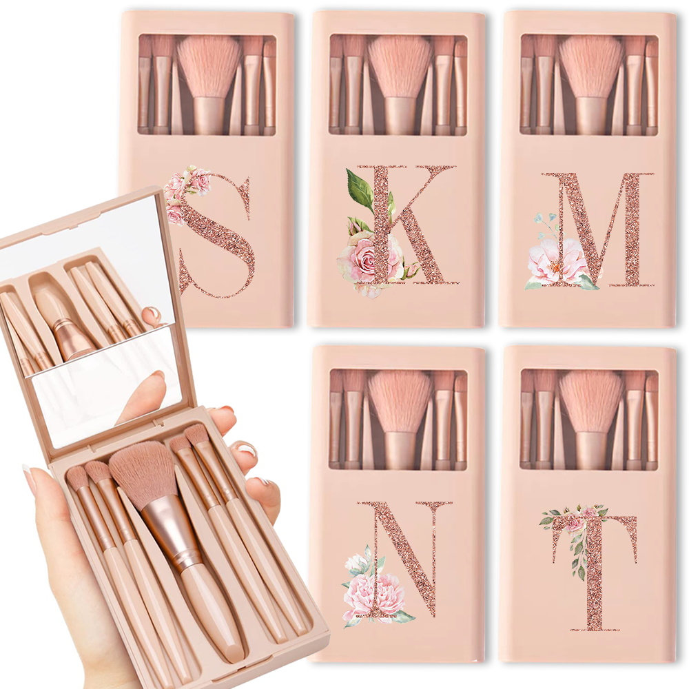 Beauty Makeup Kit - 5-teiliges Kosmetikpinsel-Set mit Spiegel und Etui,