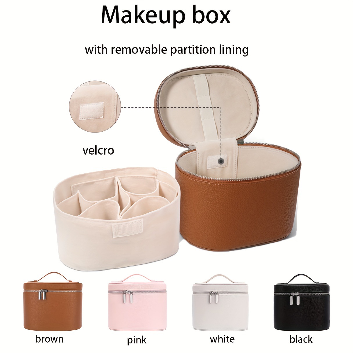Beauty Makeup Bag - Große Kosmetiktasche aus PU-Leder, tragbare Make-up-Box