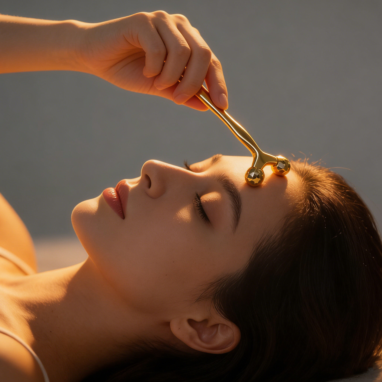 Face Massager - Doppelseitiger Gesichtsroller aus Metall in Gold